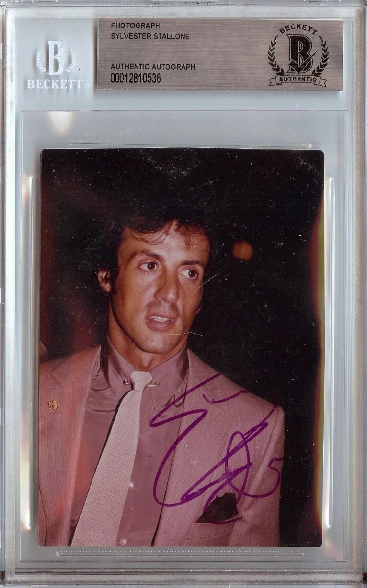 Sylvester Stallone Signed Autographed 3.5X5 Photo Vintage Rocky Actor Beckett