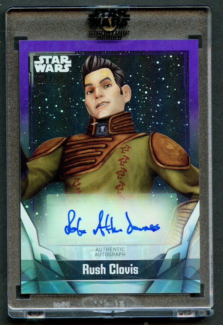 Robin Downes as Rush Clovis Purple 54/99 Auto 2021 Star Wars Signature Series