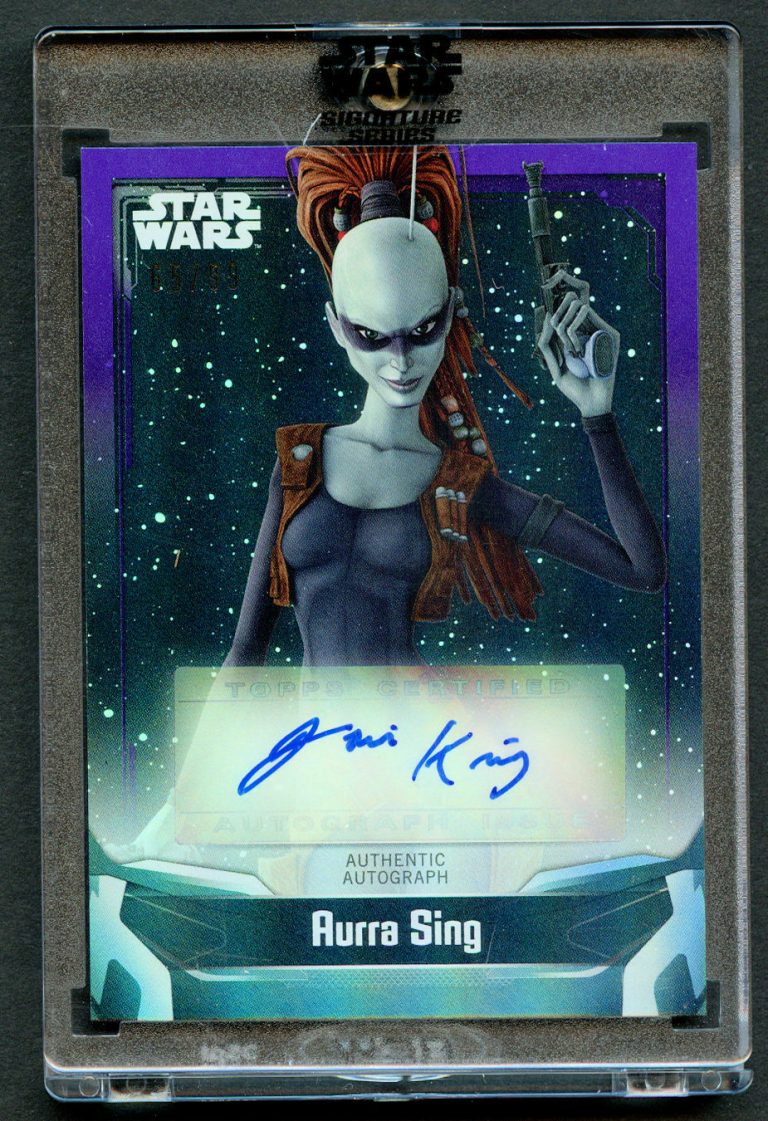 Jaime King as Aurra Sing Purple 65/99 Auto 2021 Topps Star Wars Signature Series