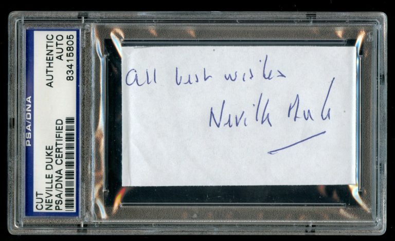 Neville Duke d. 2007 British WWII Ace signed autograph auto cut PSA Slabbed