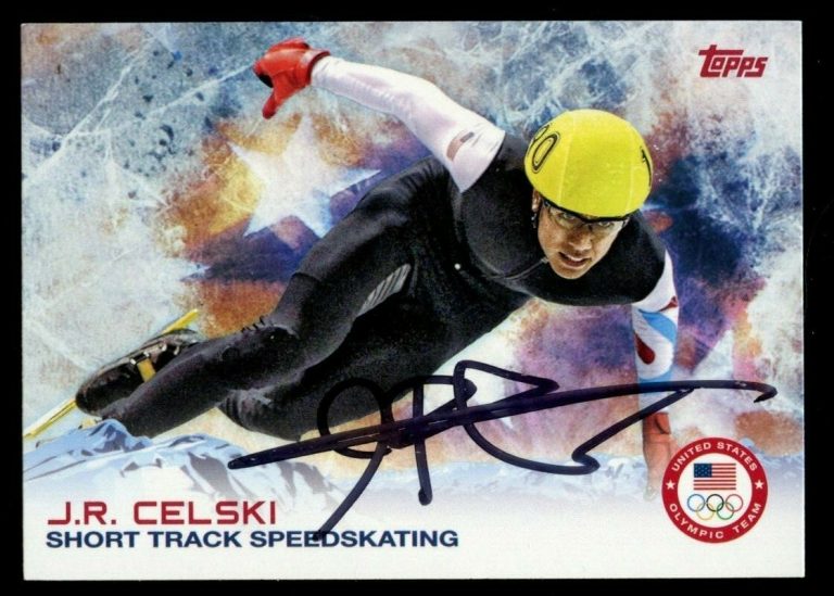 J.R. Celski #14 signed autograph auto 2014 Topps U.S. Winter Olympic Card
