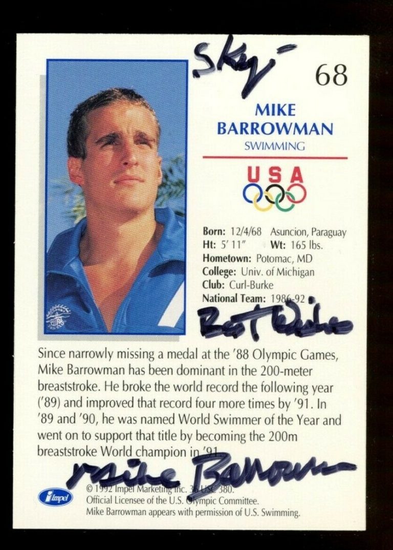 Mike Barrowman #68 signed autograph auto 1992 Impel U.S. Olympic Hopefuls Card