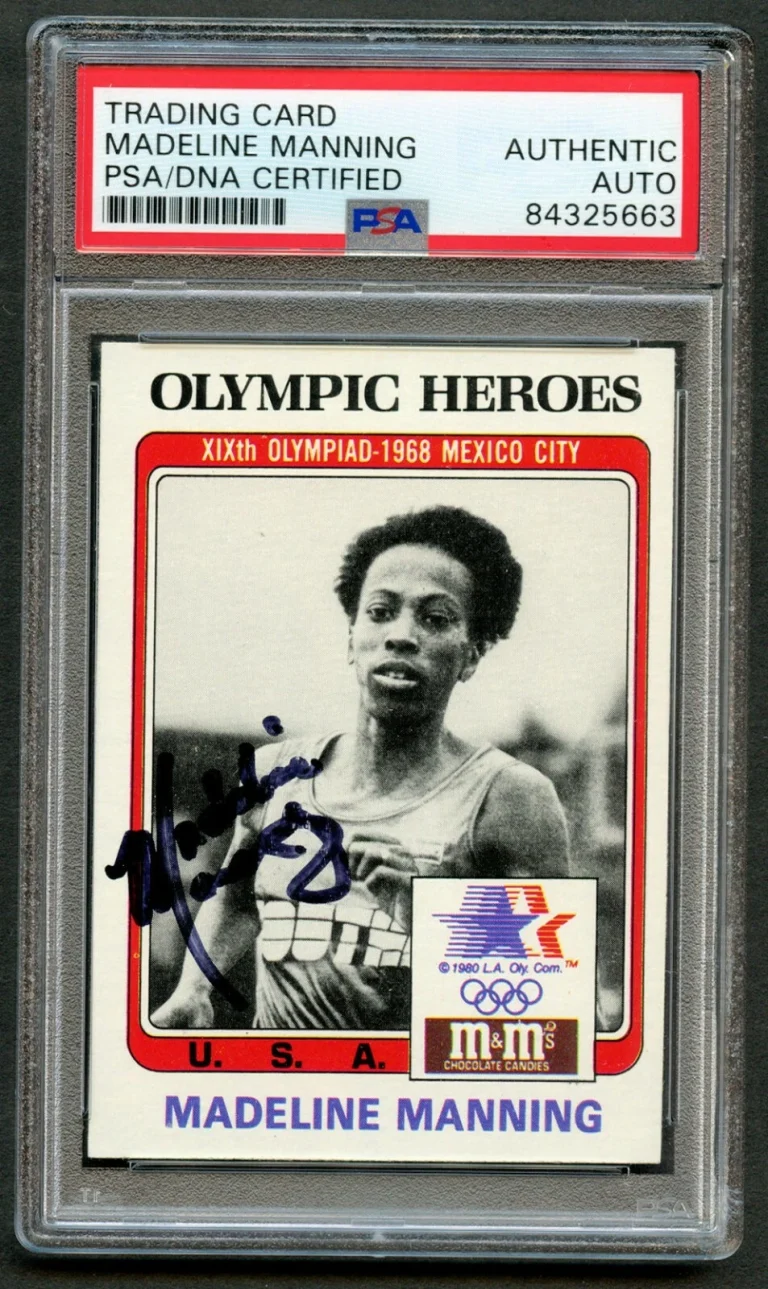 Madeline Manning #24 signed autograph 1983 Topps M&M Olympic Heroes Card PSA