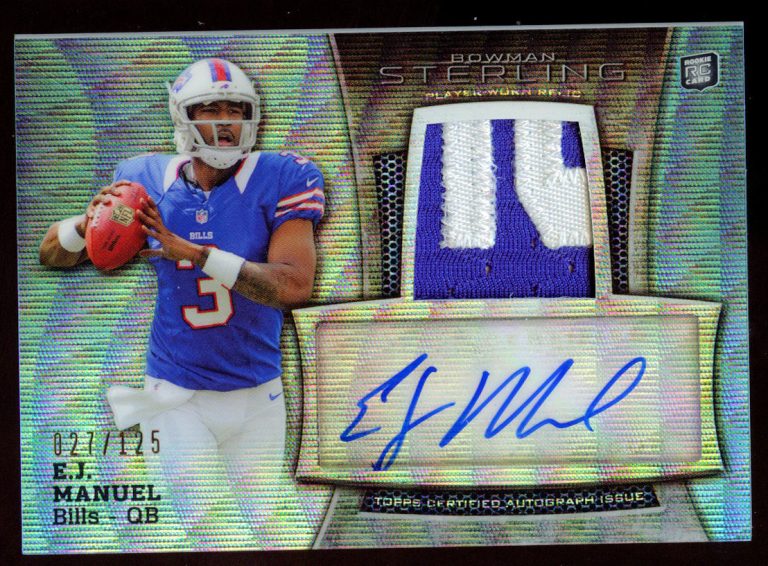 E.J. Manuel #BSAR-EJM signed auto 2013 Topps Bowman Sterling Refractor 27/125
