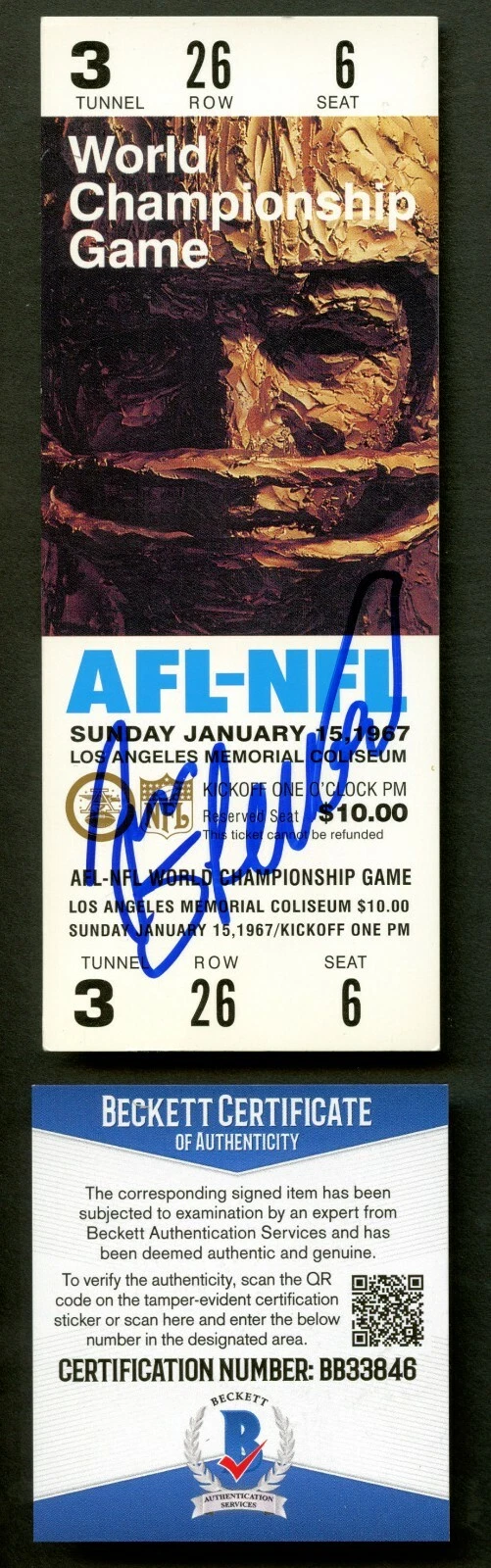 Jan Stenerud signed autograph auto Replica World Championship Ticket BAS Cert