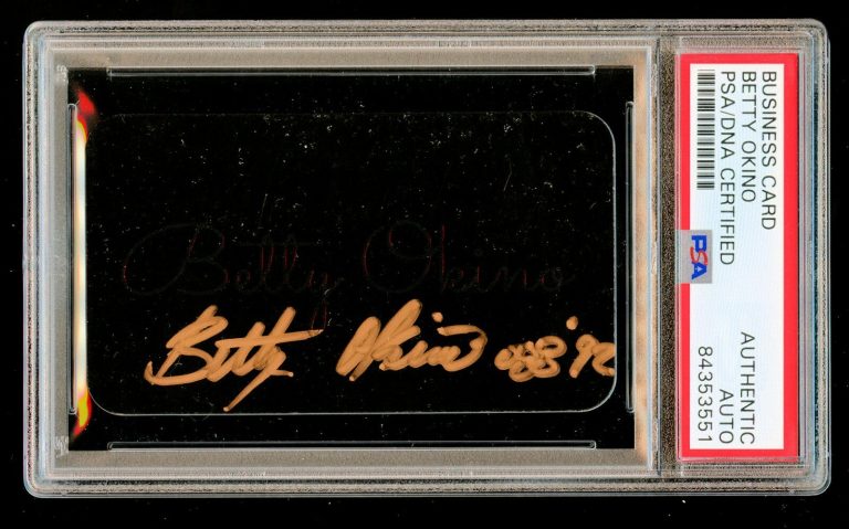 Betty Okino signed autograph Business Card Olympic Champion PSA Slabbed