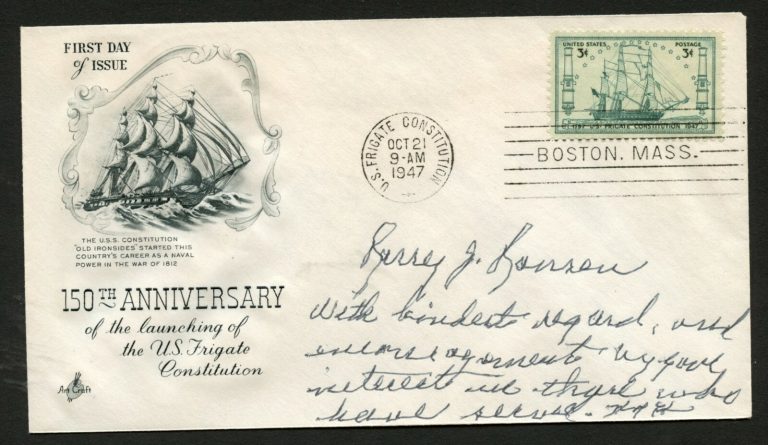 Harry G Hansen d.1996 signed autograph auto FDC cover Rear Admiral PC159
