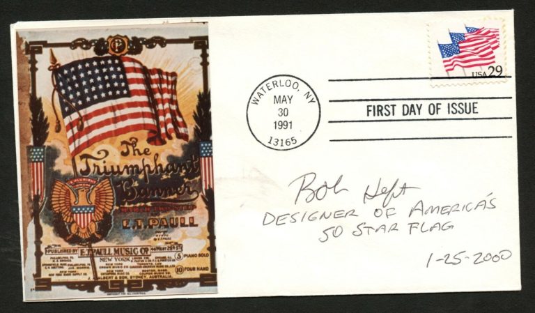 Robert Heft d.2009 signed autograph FDC Designer of the US 50 star flag PC154