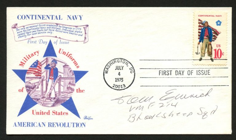 Tom Emrich d.2013 signed autograph FDC cover Black Sheep Squadron Pilot PC118