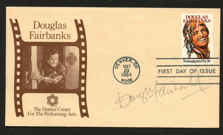 Douglas Fairbanks d.2000 signed autograph FDC American Actor Gunga Din PC126