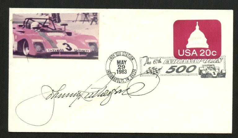 Johnny Rutherford signed autograph Postal cover American Racing Driver PC271