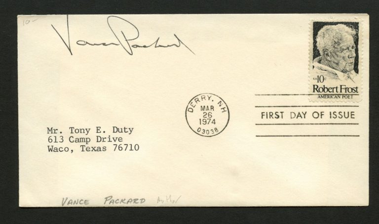 Vance Packard d.1996 signed autograph auto FDC cover Journalist PC257