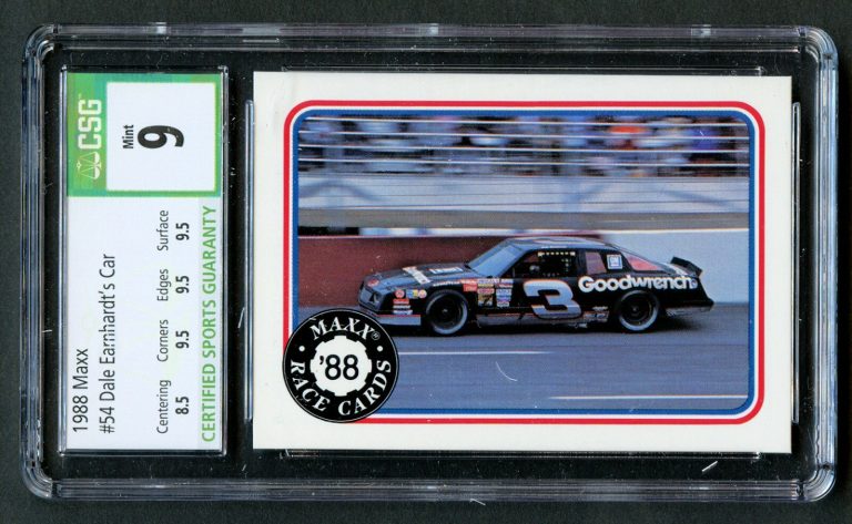 1989 Maxx #54 Dale Earnhardt's Car NASCAR Trading Card CSG Quad Grade 9 Mint