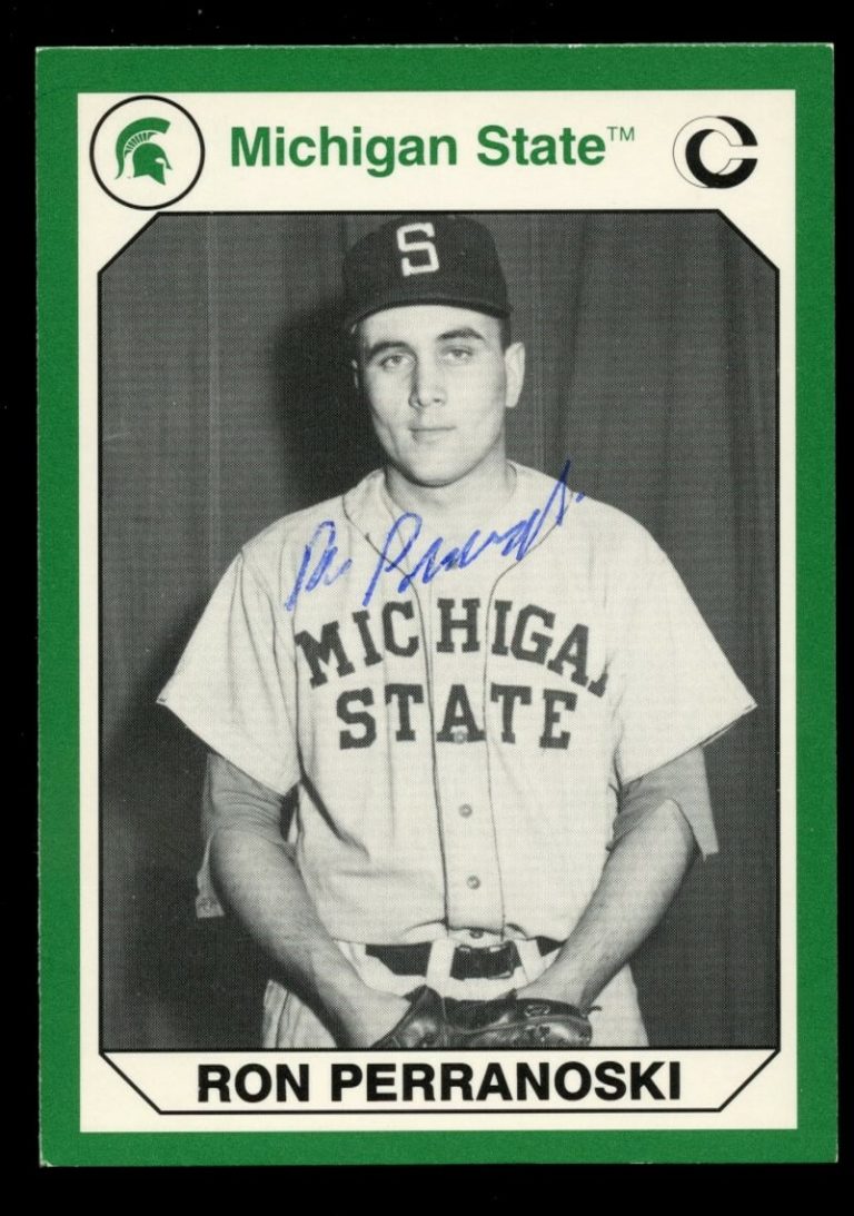 Ron Perranoski #114 signed autograph 1990 Michigan State Collegiate Collection