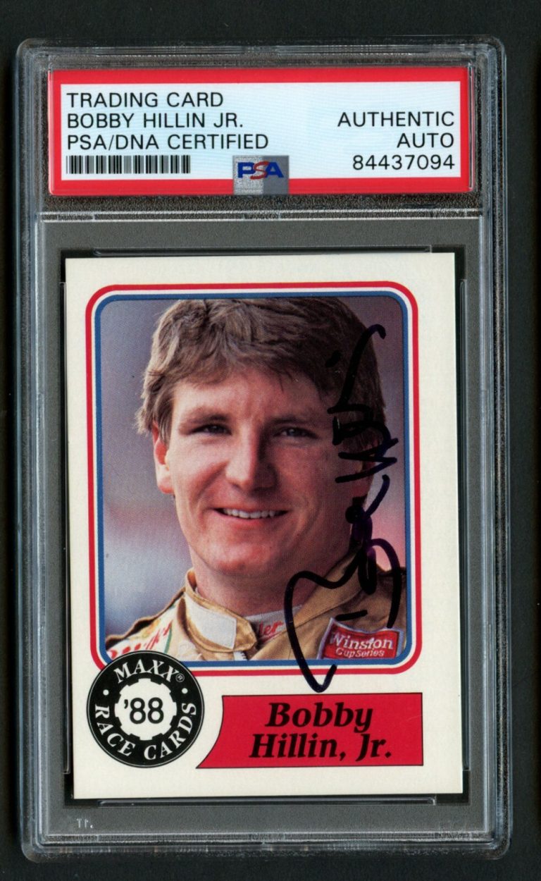 Bobby Hillin Jr. #52 signed autograph 1988 MAXX Charlotte Racing Card PSA Slab