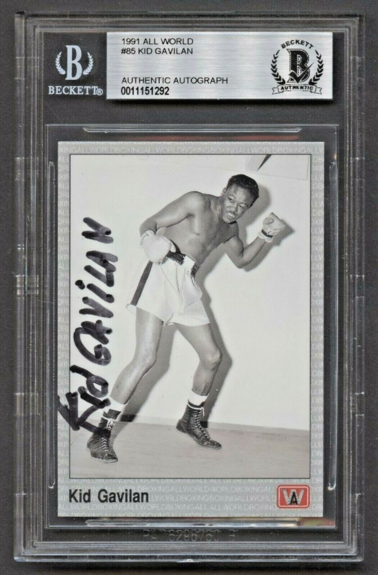 Kid Gavilan #85 signed autograph auto 1991 All World Boxing Card BAS Slabbed