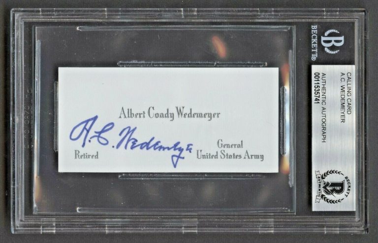 Albert C. Wedemeyer signed autograph auto General United States Army BAS Slabbed