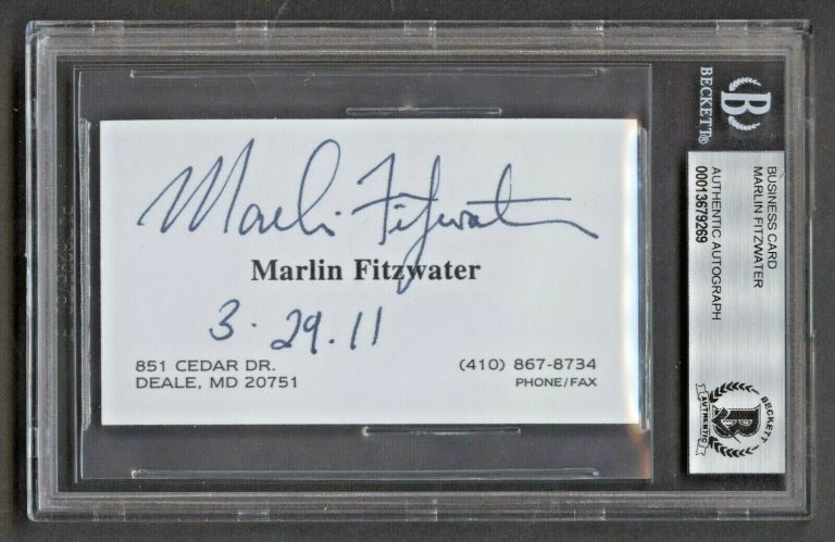 Marlin Fitzwater signed autograph White House Secretary Business Card BAS Slab