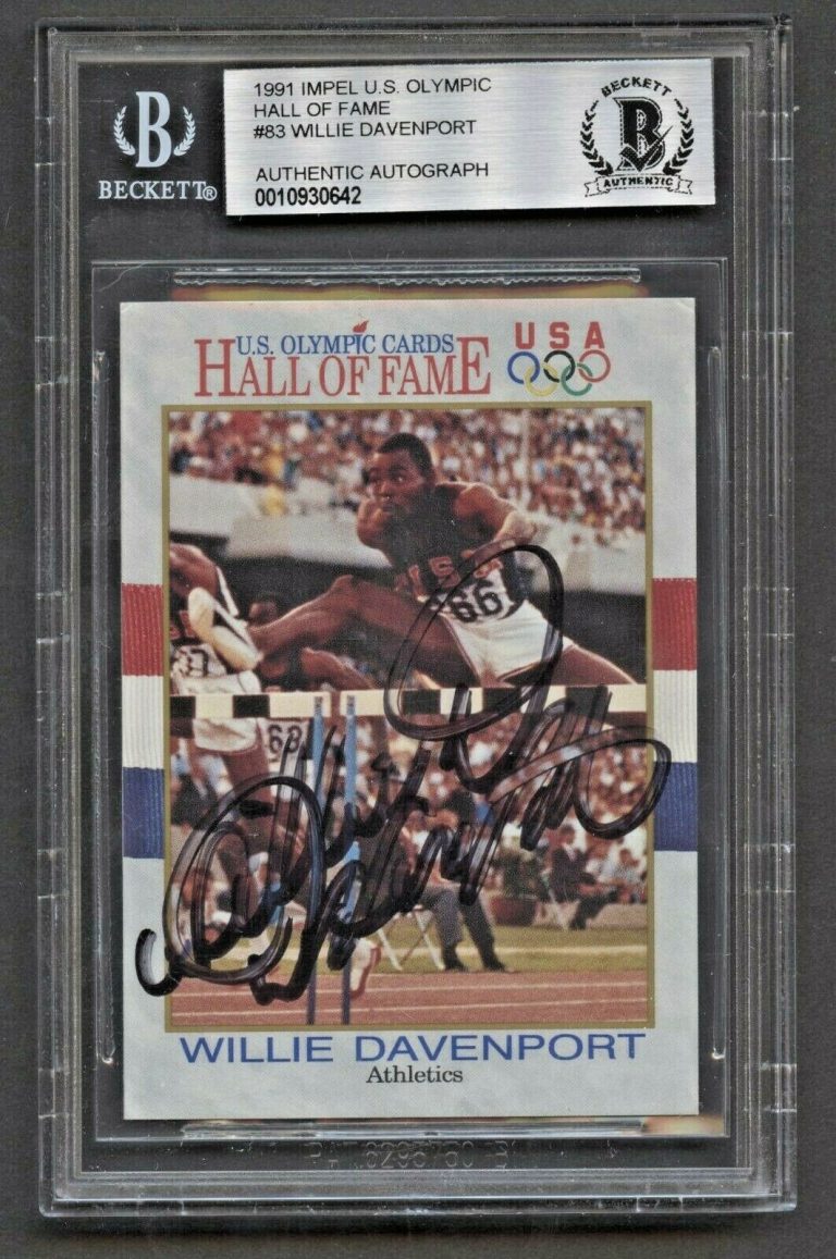 Willie Davenport #83 signed autograph auto 1991 Impel US Olympic HOF BAS Slabbed