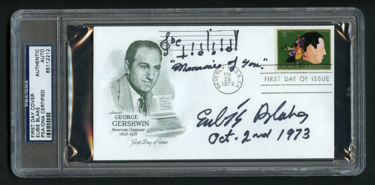 Eubie Blake signed autograph First Day Cover Memories of You w/ Sketch PSA Slab
