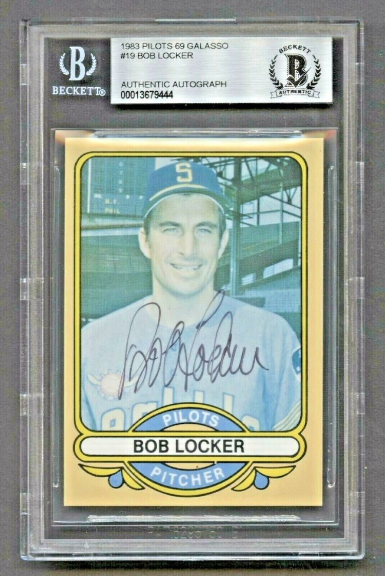 Bob Locker #19 signed autograph auto 1983 Galasso Card 1969 Pilots BAS Slabbed