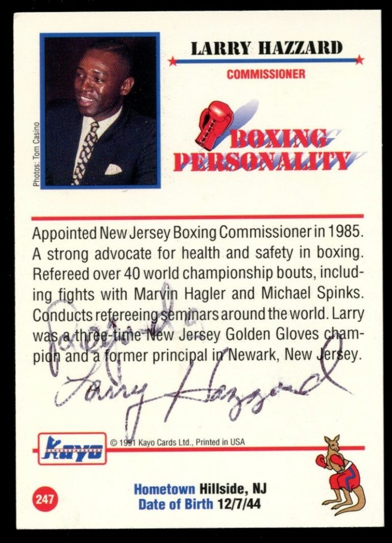 Larry Hazzard #247 signed autograph auto 1991 KAYO Boxing Trading Card