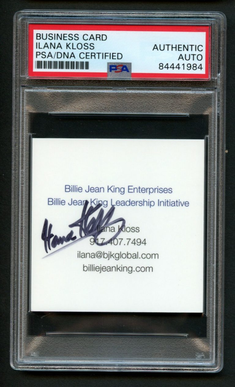 Ilana Kloss signed autograph auto Business Card Tennis Coach PSA Slabbed