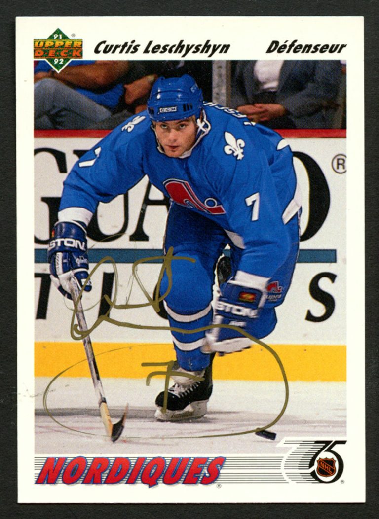 Curtis Leschyshyn #413 signed autograph auto 1991-92 Upper Deck Hockey Card