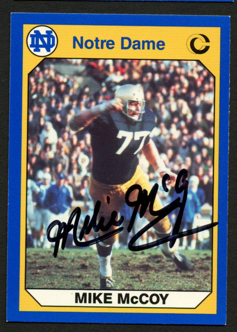 Mike McCoy #64 signed autograph 1990 Notre Dame Collegiate Collection Card
