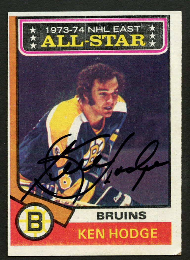 Ken Hodge #128 signed autograph auto 1974-75 Topps Hockey Trading card