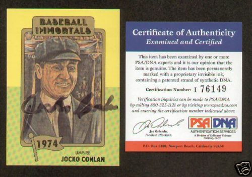 Jocko Conlan signed autographed Baseball Immortals PSA