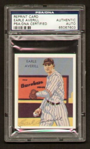 Earle Averill signed autograph Diamond Star Reprint PSA