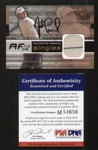 Justin Leonard signed autograph Upper Deck Fabric PSA
