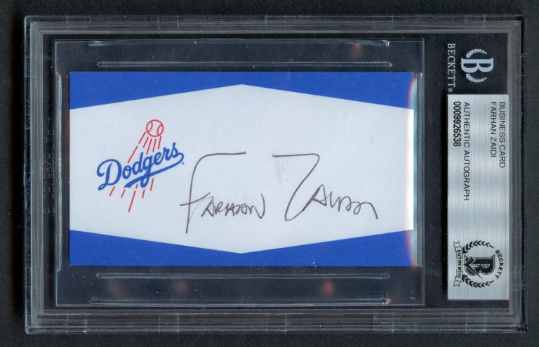 Farhan Zaidi signed autograph auto Business Card Los Angeles Dodgers BAS Slabbed