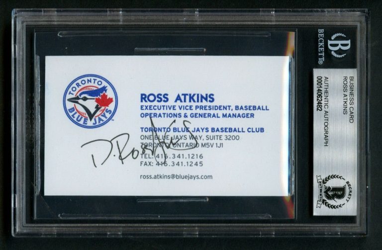 Ross Atkins signed autograph Toronto Blue Jays VP & GM Business Card BAS Slabbed