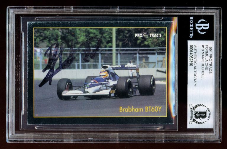 Mark Blundell #18 signed autograph auto 1991 Pro Tracs Formula One BAS Slabbed