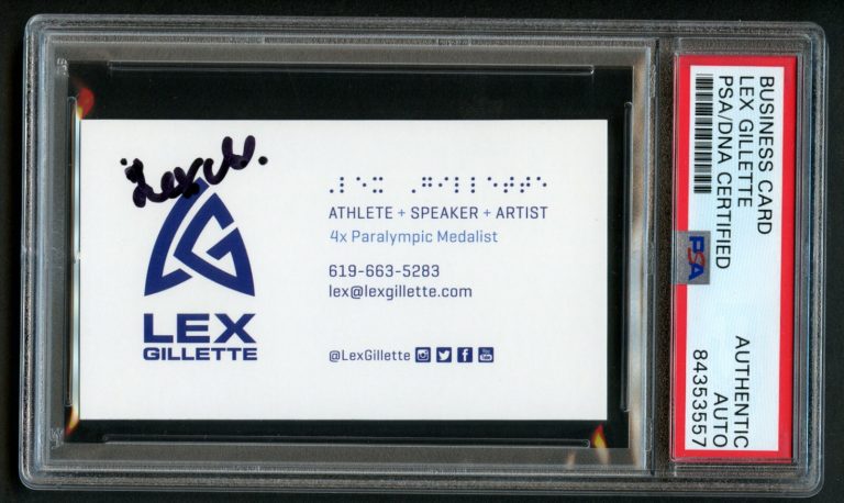 Lex Gillette signed autograph USA Paralympic Medalist Business Card PSA Slabbed