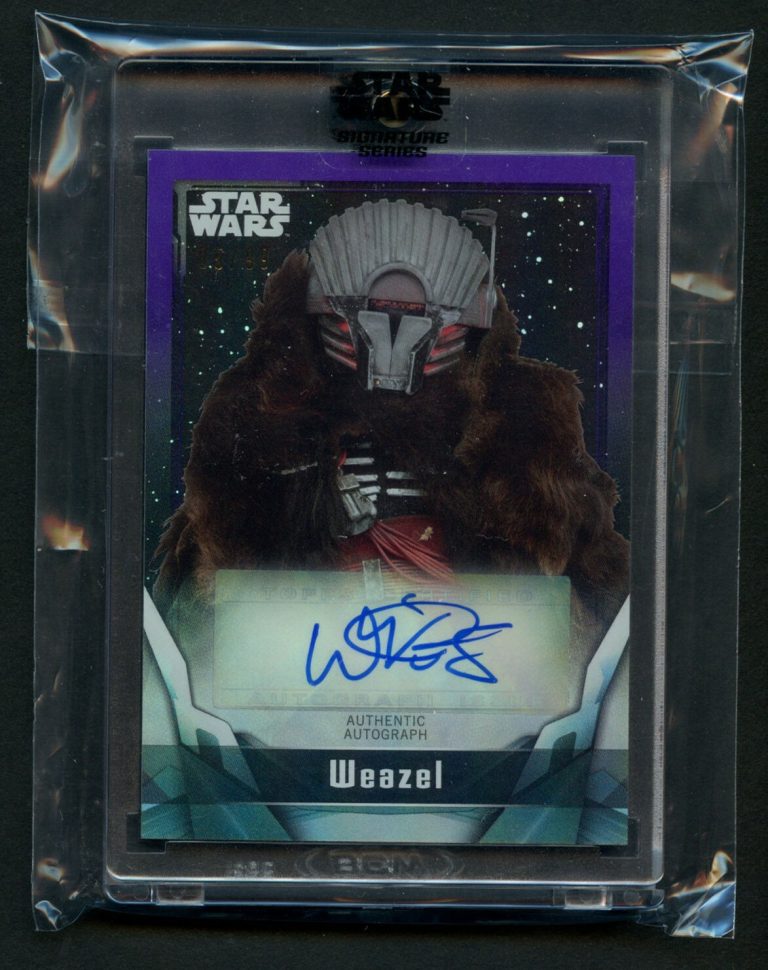 Warwick Davis as Weazel Purple 05/99 Auto 2021 Topps Star Wars Signature Series