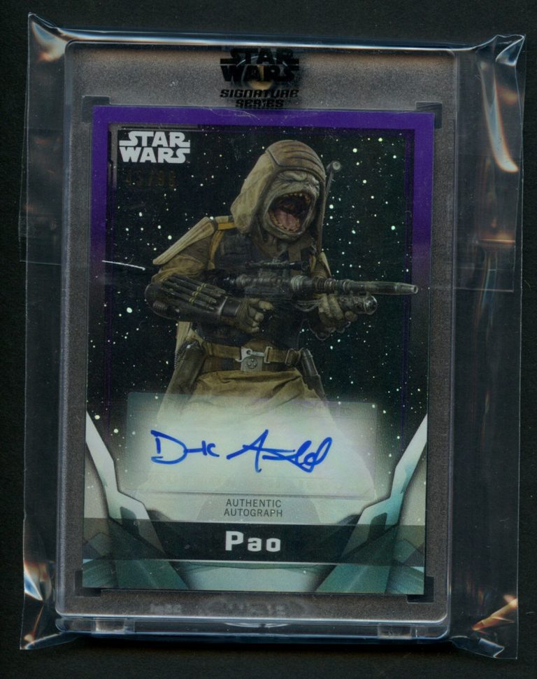 Derek Arnold as Pao Purple 43/99 Auto 2021 Topps Star Wars Signature Series