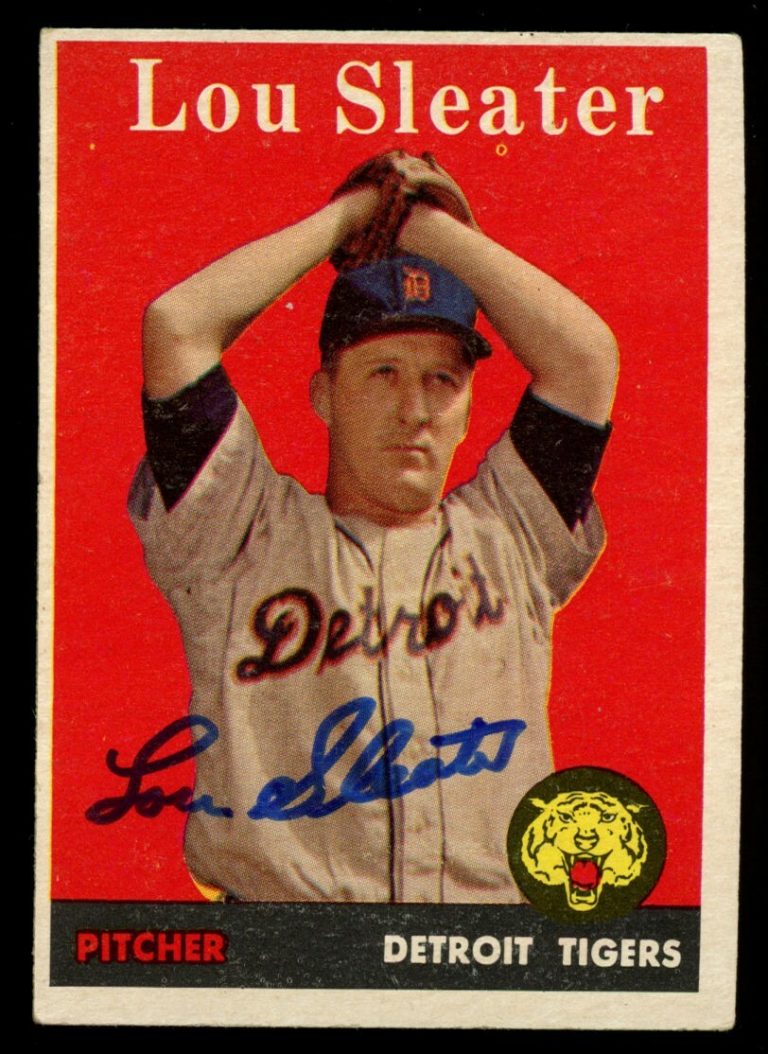 Lou Sleater #46 signed autograph auto 1958 Topps Baseball Trading Card