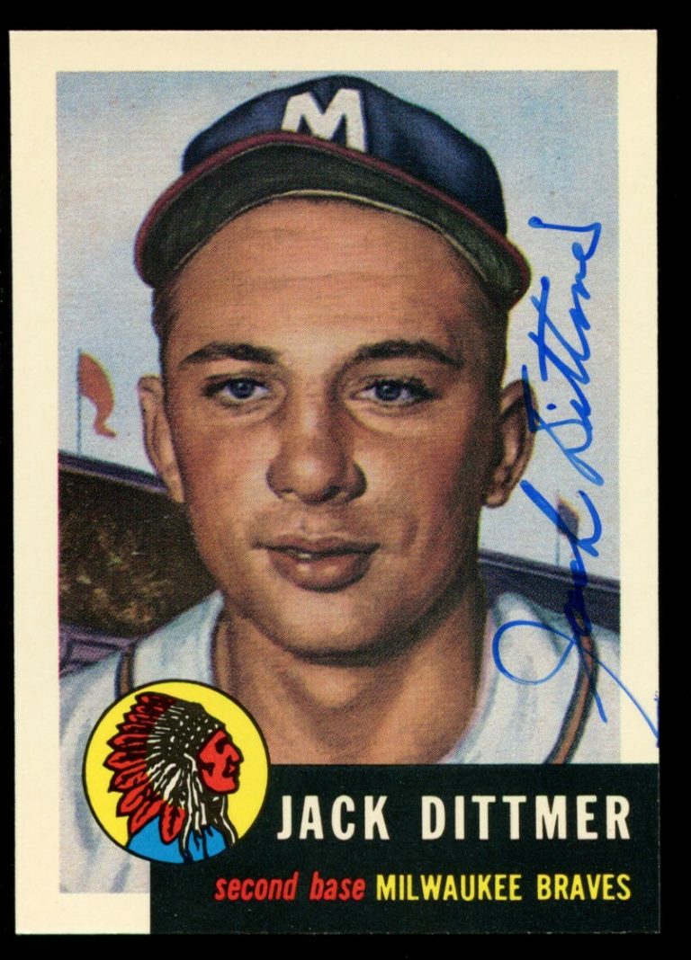 Jack Dittmer d2014 #212 signed autograph auto 1991 Topps 1953 Archives Baseball