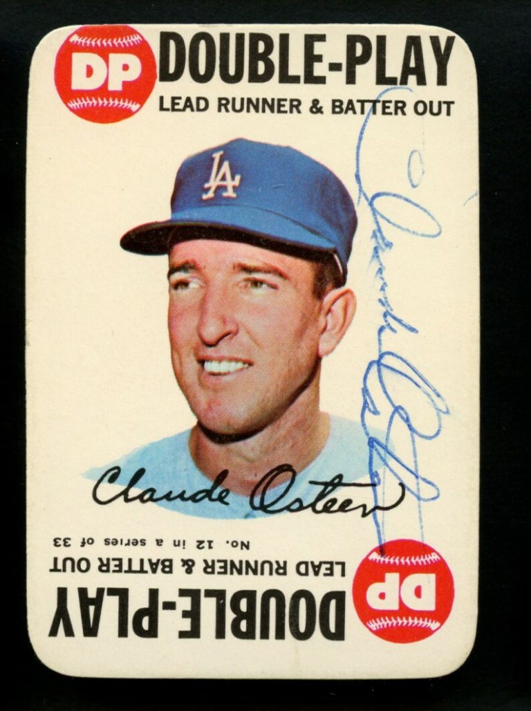 Claude Osteen 1968 Topps Game Card 12 of 33 Double-Play LA Dodgers Baseball ~