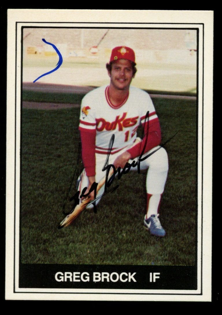 Greg Brock #15 signed autograph 1982 TCMA Albuquerque Dukes Baseball Card ~