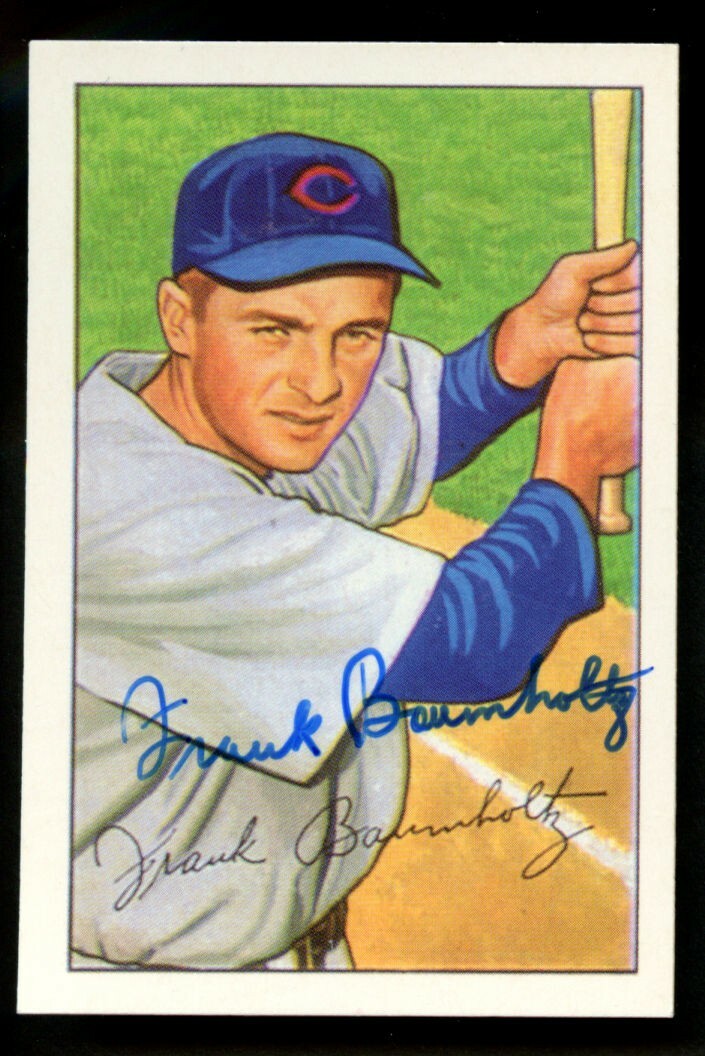 Frank Baumholtz #195 signed autograph auto 1952 Bowman CCC 1987 Reprint Card ~