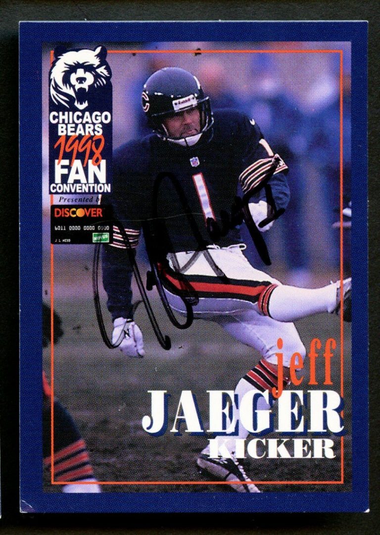 Jeff Jaeger signed autograph auto 1998 Chicago Bears Fan Convention Card ~