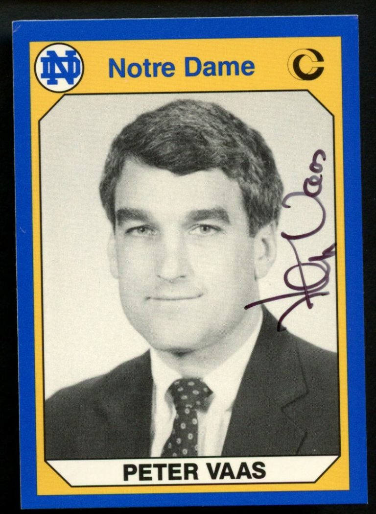 Peter Vaas #102 signed autograph auto 1990 Notre Dame Collegiate Collection Card
