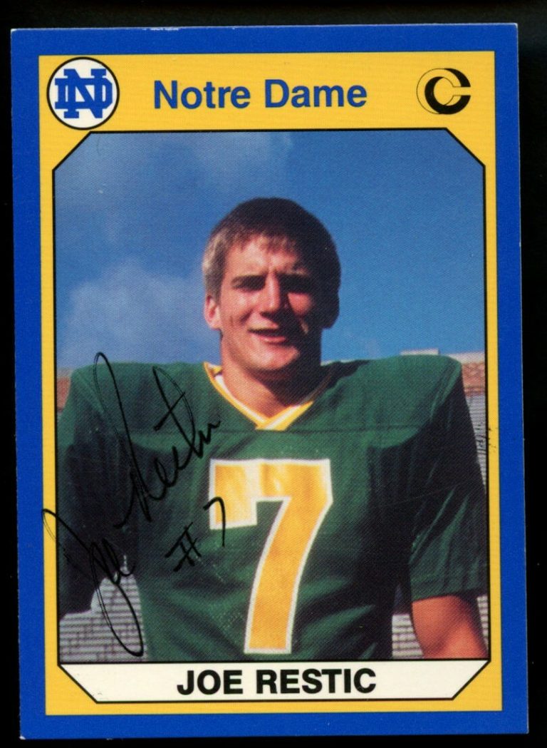 Joe Restic #27 signed autograph auto 1990 Notre Dame Collegiate Collection Card