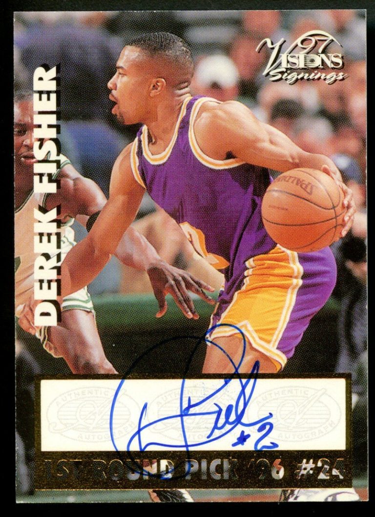 Derek Fisher signed autograph 1997 Score Board Vision Signings Basketball Card ~