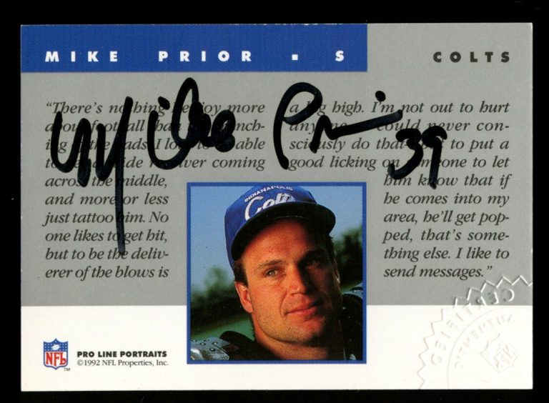 Mike Prior signed autograph 1992 Pro Line Portraits Embossed Certified Authentic