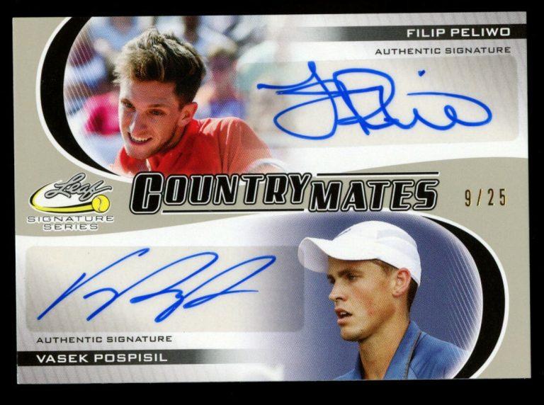 Flip Peliwo & Vasek Pospisil #CM-06 signed auto 2017 Leaf Signature Series Card~